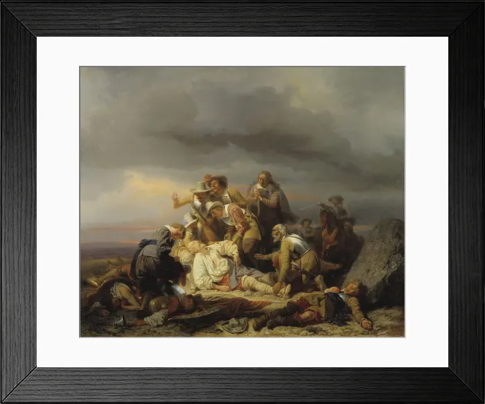 Framed Print : Finding the Body of King Gustav II Adolf of Sweden after the Battle of Lütze, 1855. Creator: Carl Wahlbom Framed Print : Finding the Body of King Gustav II Adolf of Sweden after the Battle of Lütze, 1855. Creator: Carl Wahlbom