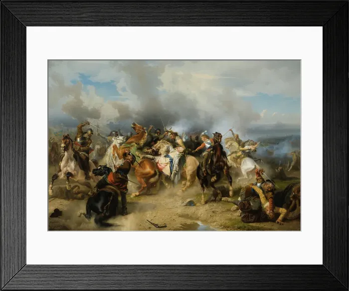 Framed Print : Death of King Gustav II Adolf of Sweden at the Battle of Lützen, 1855. Creator: Carl Wahlbom Framed Print : Death of King Gustav II Adolf of Sweden at the Battle of Lützen, 1855. Creator: Carl Wahlbom