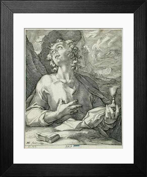 Framed Print : Saint John the Evangelist, 1589. Creator: Hendrik Goltzius Framed Print : Saint John the Evangelist, 1589. Creator: Hendrik Goltzius