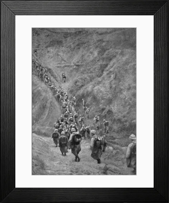 Framed Print : En Macedoine; Nos operations de police a la frontiere greco-serbe: une compagnie d'infanterie franc Creator: Unknown Framed Print : En Macedoine; Nos operations de police a la frontiere greco-serbe: une compagnie d'infanterie franc Creator: Unknown