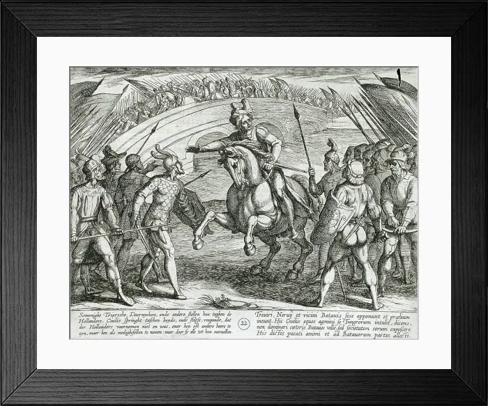 Framed Print : Civilis Separates Germans and Dutch Troops, Publshed 1612. Creator: Antonio Tempesta Framed Print : Civilis Separates Germans and Dutch Troops, Publshed 1612. Creator: Antonio Tempesta