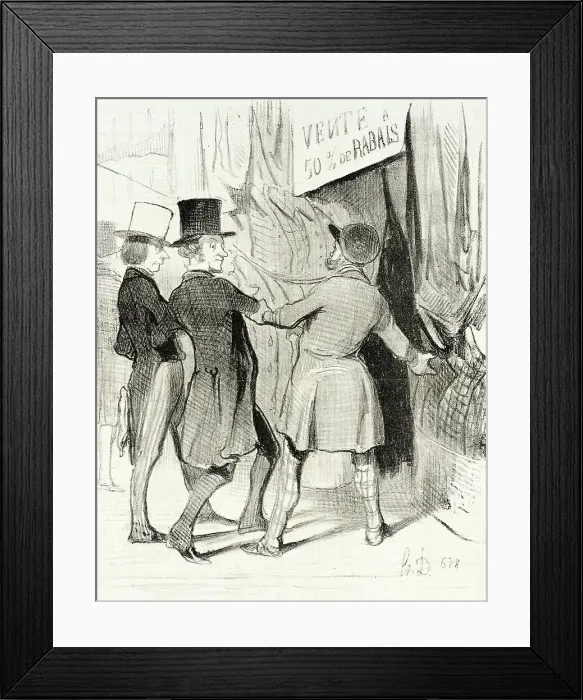 Framed Print : Entrez Messieurs...Voici de magnifiques paletots que je vends a perte... 1844. Creator: Honore Daumier Framed Print : Entrez Messieurs...Voici de magnifiques paletots que je vends a perte... 1844. Creator: Honore Daumier