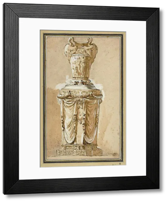 Framed Print : Design for a Monumental Vase, 1778. Creator: Augustin Pajou Framed Print : Design for a Monumental Vase, 1778. Creator: Augustin Pajou