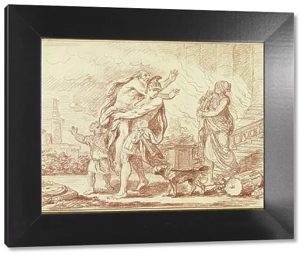 Aeneas Fleeing with Anchises from the Ruins of Troy, 1777. Creator: Augustin Pajou