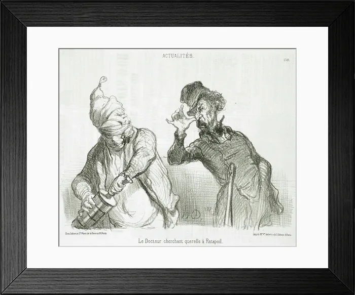 Framed Print : Le Docteur cherchant querelle à Ratapoil, 1851. Creator: Honore Daumier