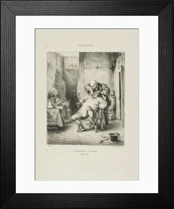 Framed Print : The Tooth Puller, 1837. Creator: Benard and Frey Framed Print : The Tooth Puller, 1837. Creator: Benard and Frey