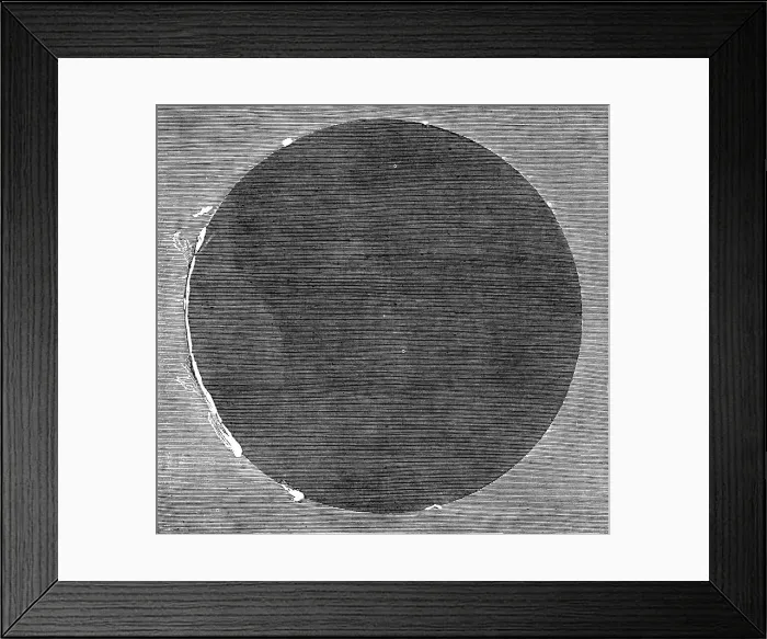 Framed Print : The Eclipse of the Sun - facsimile of [one of] the two photographs obtained during the totality, 1860 Creator: Unknown