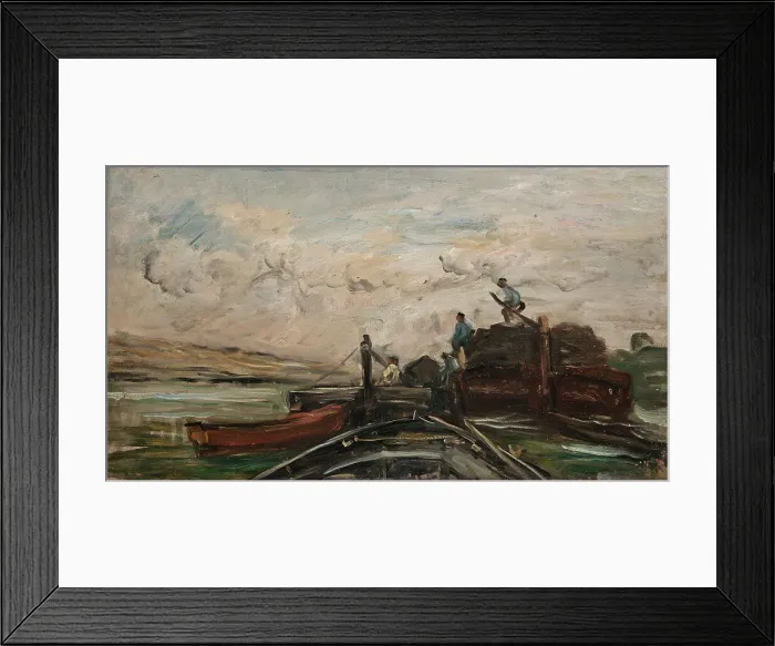 Framed Print : Barges on a River, mid-late 19th century. Creator: Charles Francois Daubigny Framed Print : Barges on a River, mid-late 19th century. Creator: Charles Francois Daubigny