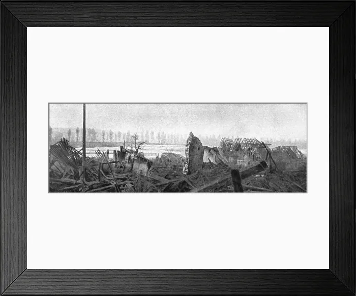 Framed Print : Clery Repris; La lisiere Sud de Clery: vue sur les marais Ommiecourt, 1916. Creator: Unknown Framed Print : Clery Repris; La lisiere Sud de Clery: vue sur les marais Ommiecourt, 1916. Creator: Unknown