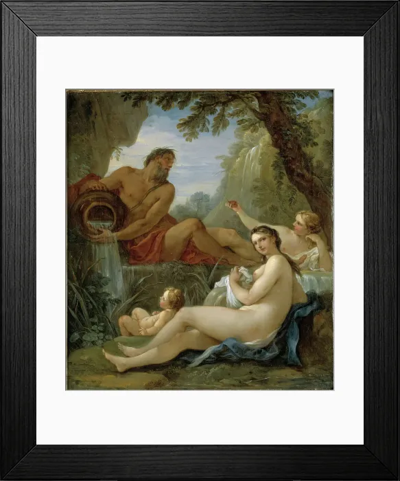 Framed Print : A River and a Fountain Nymph, 18th century. Creator: Charles-Joseph Natoire Framed Print : A River and a Fountain Nymph, 18th century. Creator: Charles-Joseph Natoire