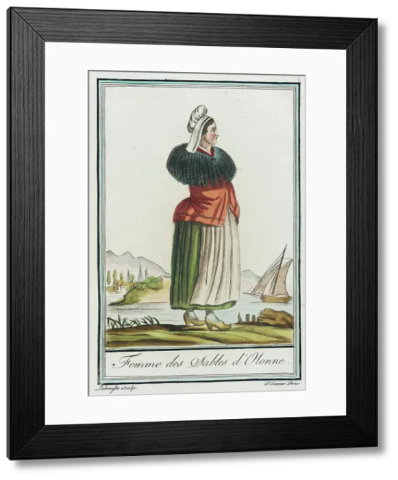 Framed Print : Costumes de Différent Pays, Femme des Sables d'Olonne, c1797. Creators: Jacques Grasset de Saint-Sauveur, LF Labrousse Framed Print : Costumes de Différent Pays, Femme des Sables d'Olonne, c1797. Creators: Jacques Grasset de Saint-Sauveur, LF Labrousse