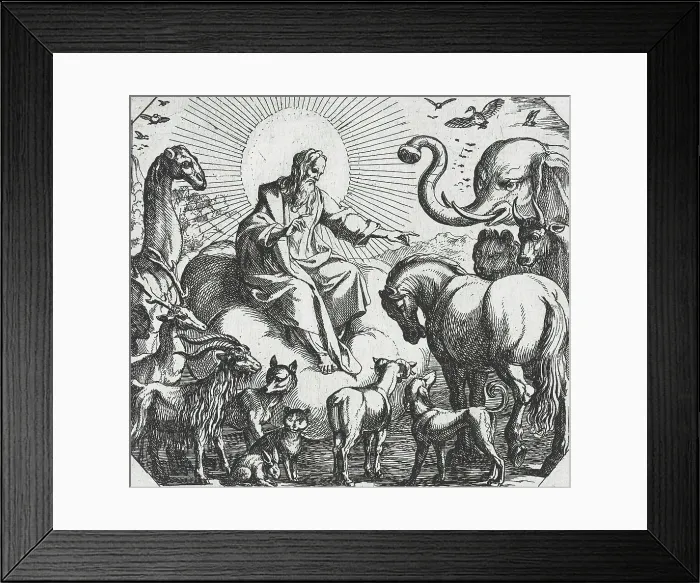 Framed Print : God Creating the Land Animals, c1600. Creator: Antonio Tempesta Framed Print : God Creating the Land Animals, c1600. Creator: Antonio Tempesta