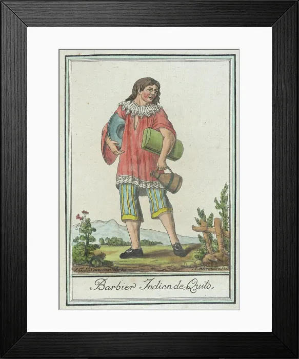 Framed Print : Costumes de Différents Pays, Barbier Indien de Quito, c1797. Creators: Jacques Grasset de Saint-Sauveur, LF Labrousse Framed Print : Costumes de Différents Pays, Barbier Indien de Quito, c1797. Creators: Jacques Grasset de Saint-Sauveur, LF Labrousse
