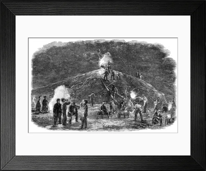 Framed Print : The Deptford Rifle Corps (34th Kent) forming earthworks for their shooting-ground by torchlight, 1860 Creator: Unknown Framed Print : The Deptford Rifle Corps (34th Kent) forming earthworks for their shooting-ground by torchlight, 1860 Creator: Unknown