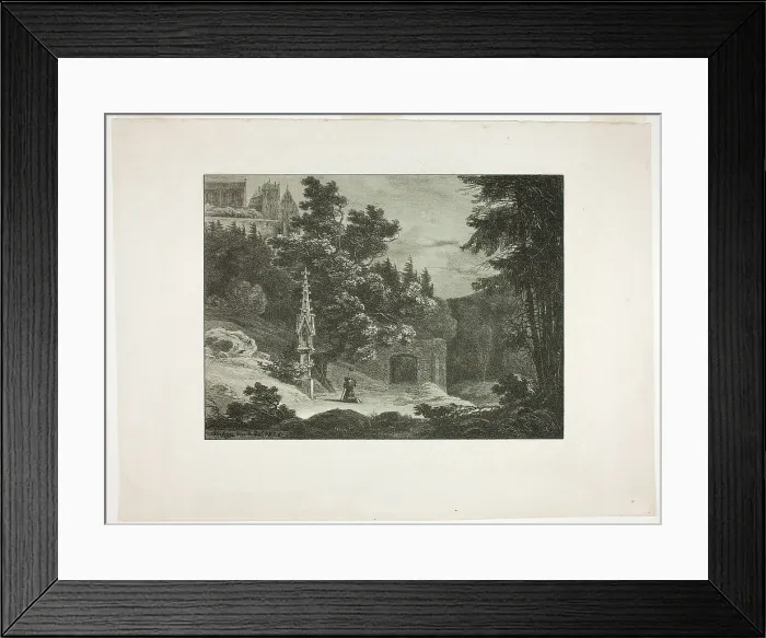 Framed Print : Pilgrim in the Woods, 1825. Creator: Karl Blechen Framed Print : Pilgrim in the Woods, 1825. Creator: Karl Blechen