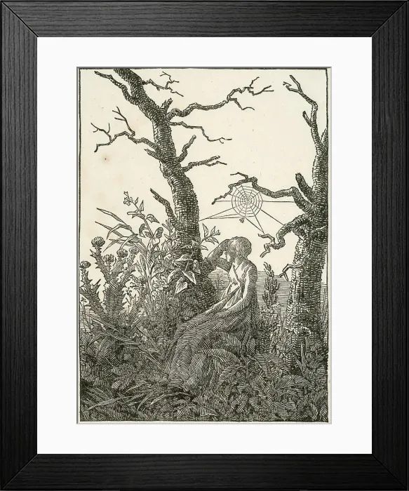 Framed Print : Woman with Spider's Web Between Bare Trees, 1803. Creator: Caspar David Friedrich Framed Print : Woman with Spider's Web Between Bare Trees, 1803. Creator: Caspar David Friedrich