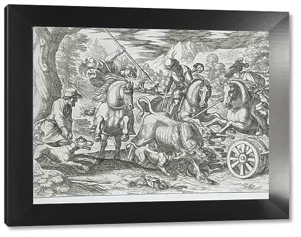 Wild Bull Hunt, 16th century. Creator: Antonio Tempesta