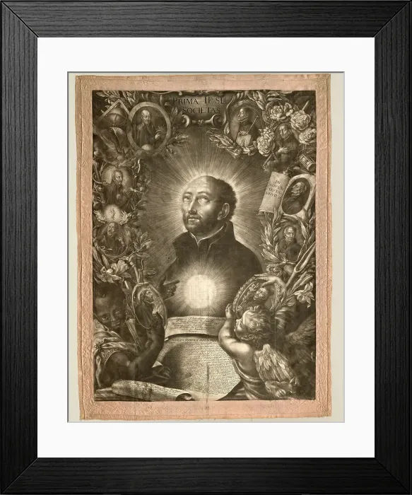 Framed Print : Thesis-Sheet showing Saint Ignatius of Loyola, November 15, 1696. Creator: Elias Christoph Heiss Framed Print : Thesis-Sheet showing Saint Ignatius of Loyola, November 15, 1696. Creator: Elias Christoph Heiss