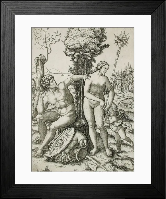 Framed Print : Mars, Venus and Cupid, 1508. Creator: Marcantonio Raimondi Framed Print : Mars, Venus and Cupid, 1508. Creator: Marcantonio Raimondi