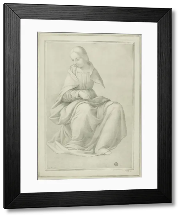 Framed Print : Study for Seated Figure of a Woman (Maiden), n.d. Creator: Ferdinand Piloty Framed Print : Study for Seated Figure of a Woman (Maiden), n.d. Creator: Ferdinand Piloty