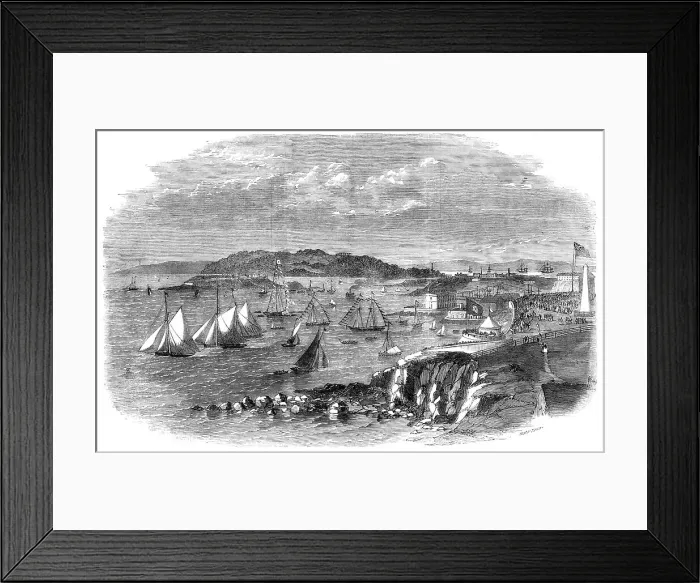 Framed Print : Plymouth Regatta - start of yachts in the first race - froma sketch by J. Offord, Plymouth, 1860. Creator: Smyth Framed Print : Plymouth Regatta - start of yachts in the first race - froma sketch by J. Offord, Plymouth, 1860. Creator: Smyth
