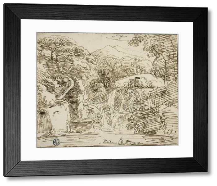 Framed Print : Nymphs Bathing near Waterfalls in Mountain Landscape, n.d. Creator: Franz Kobell Framed Print : Nymphs Bathing near Waterfalls in Mountain Landscape, n.d. Creator: Franz Kobell