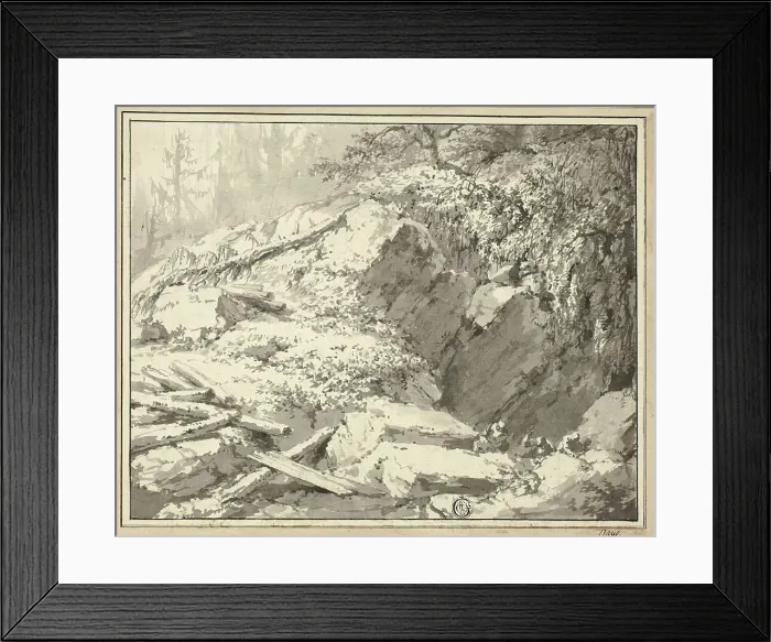 Framed Print : Mountainside with Fallen Tree, n.d. Creator: Friedrich Wilhelm Gmelin Framed Print : Mountainside with Fallen Tree, n.d. Creator: Friedrich Wilhelm Gmelin