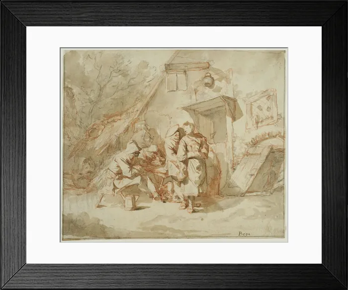 Framed Print : Peasants outside an inn. Creator: Cornelis Bega Framed Print : Peasants outside an inn. Creator: Cornelis Bega