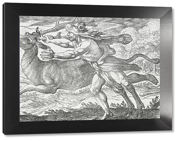 Hercules and the Hind of Mount Cerynea, 1608. Creators: Antonio Tempesta, Nicolaus van Aelst