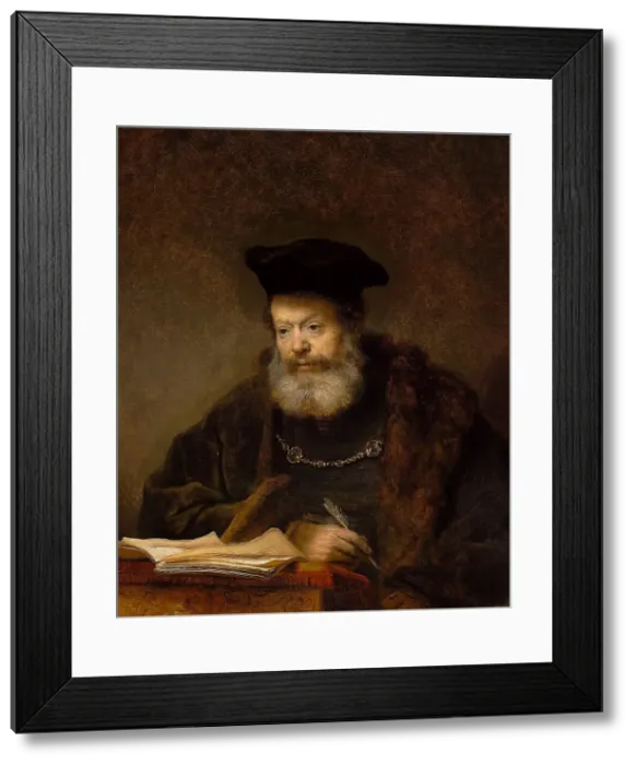 Framed Print : The Scholar at the Lectern (The Father of the Jewish Bride), 1641. Creator: Rembrandt van Rhijn (1606-1669) Framed Print : The Scholar at the Lectern (The Father of the Jewish Bride), 1641. Creator: Rembrandt van Rhijn (1606-1669)