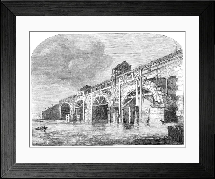 Framed Print : The demolition of Old Westminster-Bridge, 1860. Creator: Unknown Framed Print : The demolition of Old Westminster-Bridge, 1860. Creator: Unknown