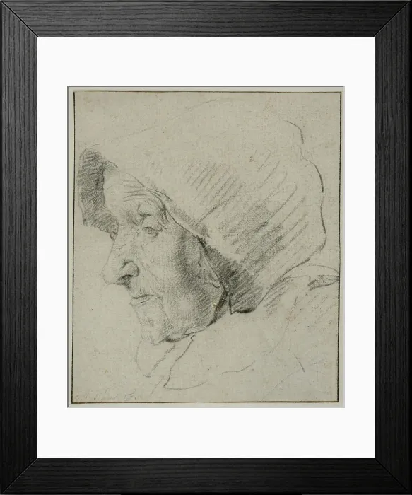 Framed Print : Head of an Old Woman in a Hood. Creator: Cornelis de Visscher Framed Print : Head of an Old Woman in a Hood. Creator: Cornelis de Visscher