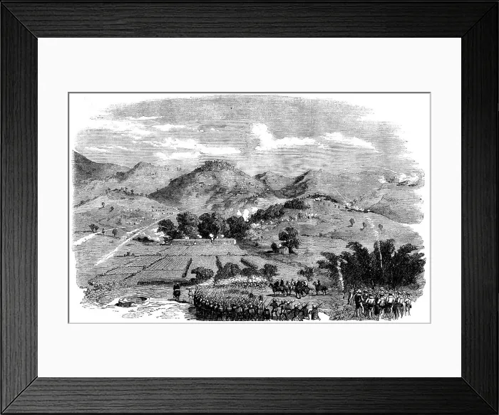 Framed Print : Attack on the Braves near the White Cloud Mountain, Canton - sketched by our special... 1858. Creator: Unknown. Attack on the Braves near the White Cloud Mountain, Canton - sketched by our special... 1858. Creator: Unknown Framed Print : Attack on the Braves near the White Cloud Mountain, Canton - sketched by our special... 1858. Creator: Unknown. Attack on the Braves near the White Cloud Mountain, Canton - sketched by our special... 1858. Creator: Unknown