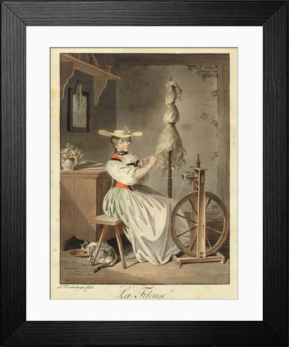 Framed Print : The Spinner, 1793. Creator: Freudenberger, Sigmund (1745-1801) Framed Print : The Spinner, 1793. Creator: Freudenberger, Sigmund (1745-1801)