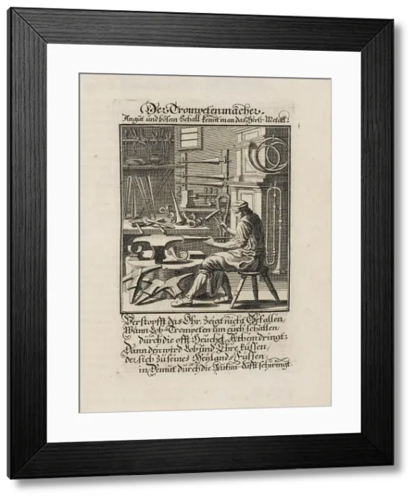 Framed Print : The Trumpet Maker, 1698. Creator: Weigel, Christoph, the Elder (1654-1725) Framed Print : The Trumpet Maker, 1698. Creator: Weigel, Christoph, the Elder (1654-1725)