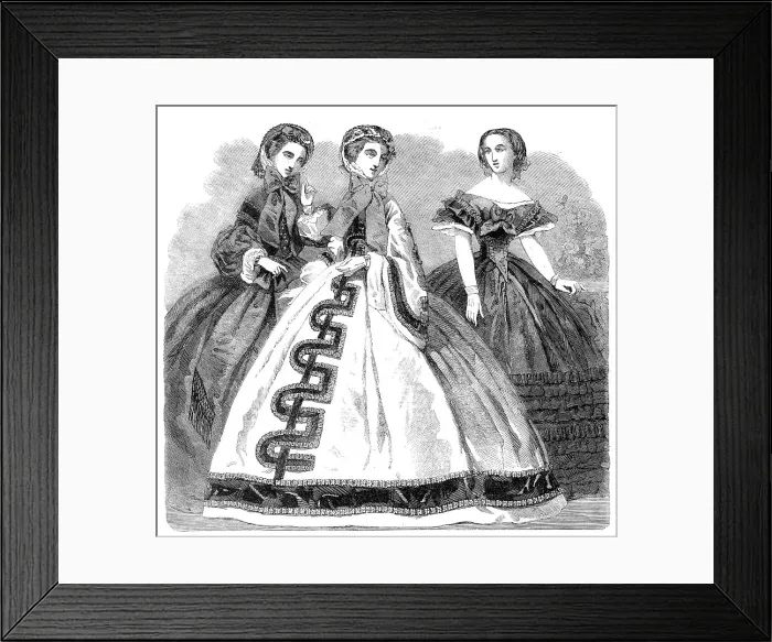 Framed Print : Paris Fashions for December, 1860. Creator: Unknown Framed Print : Paris Fashions for December, 1860. Creator: Unknown