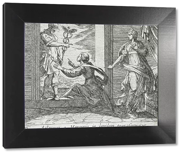 Mercury Turning Aglauros to Stone, published 1606. Creators: Antonio Tempesta, Wilhelm Janson