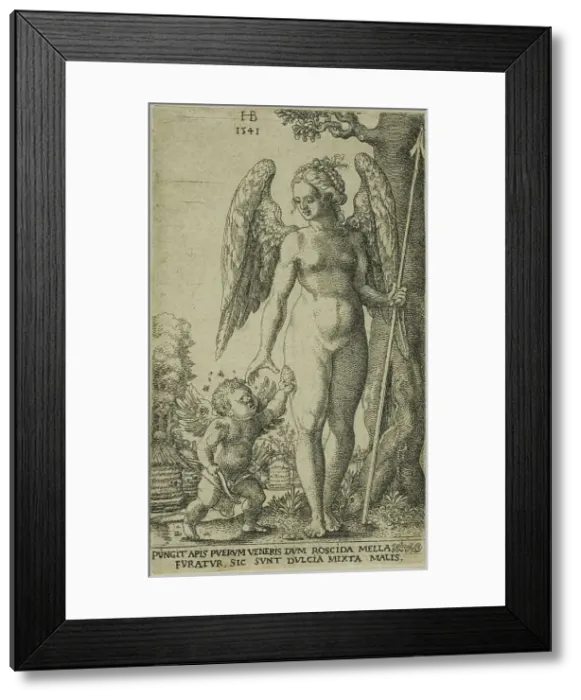 Framed Print : Cupid Bringing and Honeycomb to Venus, 1541. Creator: Hans Brosamer