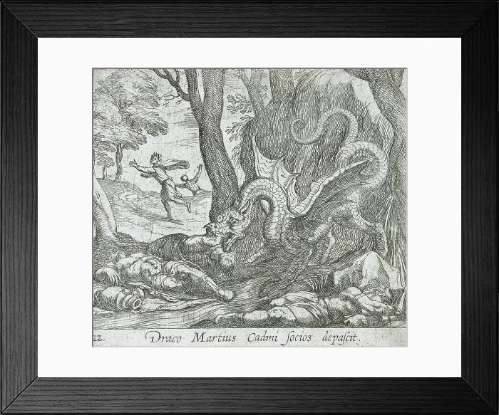 Framed Print : Cadmus's Men Killed by the Serpent, published 1606. Creators: Antonio Tempesta, Wilhelm Janson Framed Print : Cadmus's Men Killed by the Serpent, published 1606. Creators: Antonio Tempesta, Wilhelm Janson