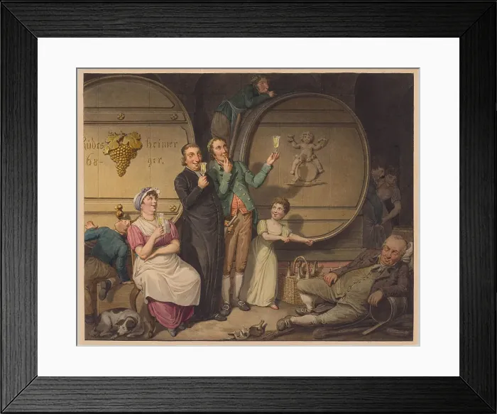 Framed Print : The Wine Tasting. Scenes of life during the Biedermeier period. Creator: Opiz, Georg Emanuel (1775-1841) Framed Print : The Wine Tasting. Scenes of life during the Biedermeier period. Creator: Opiz, Georg Emanuel (1775-1841)