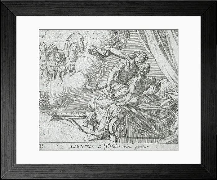 Framed Print : Apollo and Leucothoe, published 1606. Creators: Antonio Tempesta, Wilhelm Janson Framed Print : Apollo and Leucothoe, published 1606. Creators: Antonio Tempesta, Wilhelm Janson