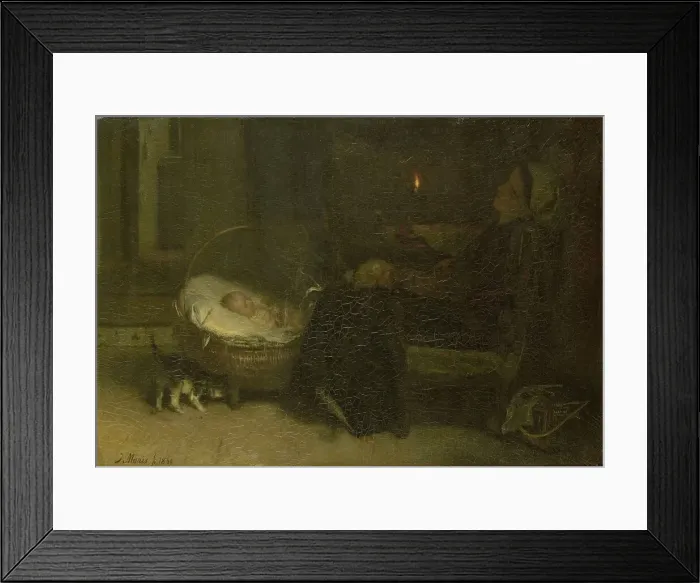Framed Print : Tired Out (Mother Watched), 1869. Creator: Jacob Henricus Maris Framed Print : Tired Out (Mother Watched), 1869. Creator: Jacob Henricus Maris