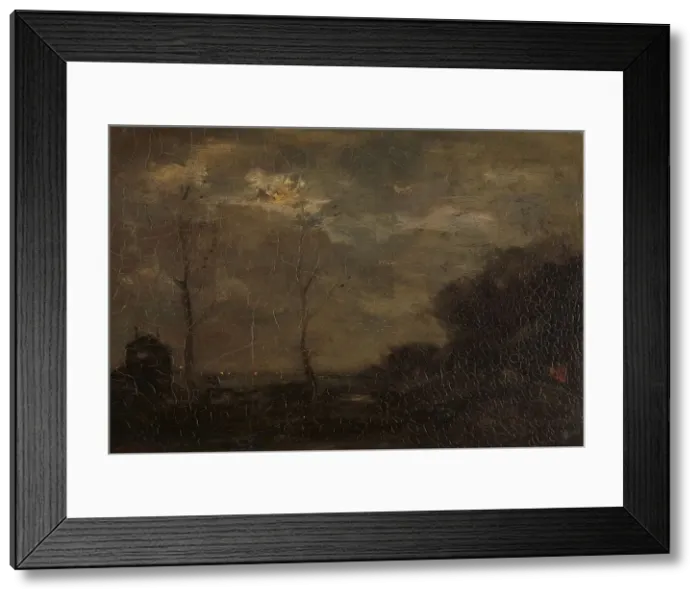 Framed Print : Canal by moonlight, 1882. Creator: Jacob Henricus Maris Framed Print : Canal by moonlight, 1882. Creator: Jacob Henricus Maris