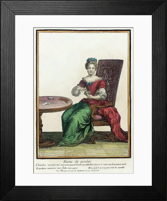 Framed Print : Recueil des modes de la cour de France, Dame de Qualité, Bound 1703-1704. Creator: Henri Bonnart Framed Print : Recueil des modes de la cour de France, Dame de Qualité, Bound 1703-1704. Creator: Henri Bonnart