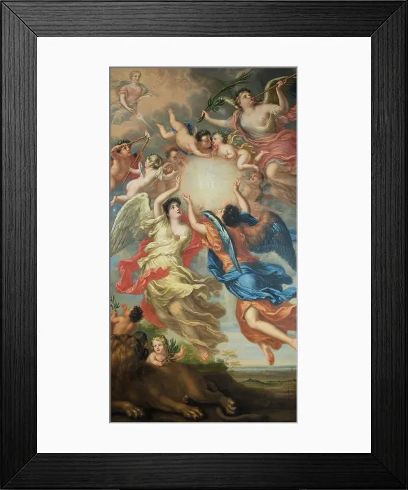 Framed Print : Allegory of the betrothal of King Karl XI and Queen Ulrika Eleonora, 1692. Creator: David Klocker Ehrenstrahl Framed Print : Allegory of the betrothal of King Karl XI and Queen Ulrika Eleonora, 1692. Creator: David Klocker Ehrenstrahl