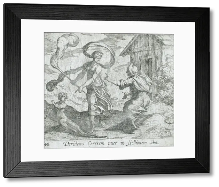 Framed Print : Ceres Turning a Boy into a Lizard, published 1606. Creators: Antonio Tempesta, Wilhelm Janson Framed Print : Ceres Turning a Boy into a Lizard, published 1606. Creators: Antonio Tempesta, Wilhelm Janson