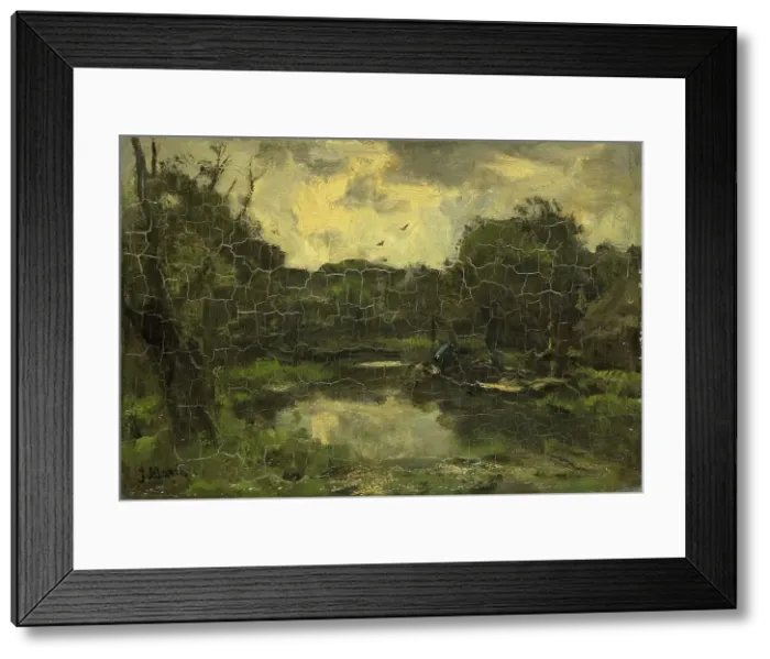Framed Print : Landscape with barge, c.1886. Creator: Jacob Henricus Maris Framed Print : Landscape with barge, c.1886. Creator: Jacob Henricus Maris