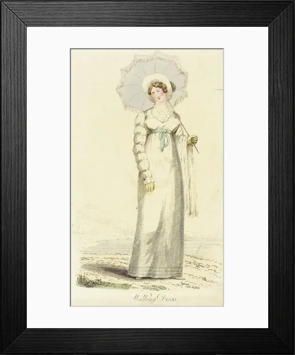 Framed Print : Fashion Plate (Walking Dress), 1814. Creator: Unknown Framed Print : Fashion Plate (Walking Dress), 1814. Creator: Unknown