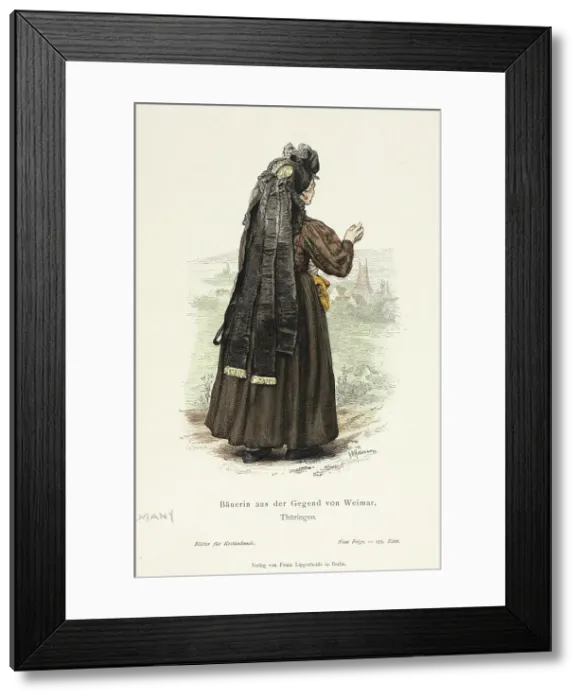 Framed Print : Costume Plate (Bäuerin aus der Gegend von Weimar, Thüringen), 19th century. Creator: Wilhelm Gustav Friedrich Hasemann Framed Print : Costume Plate (Bäuerin aus der Gegend von Weimar, Thüringen), 19th century. Creator: Wilhelm Gustav Friedrich Hasemann