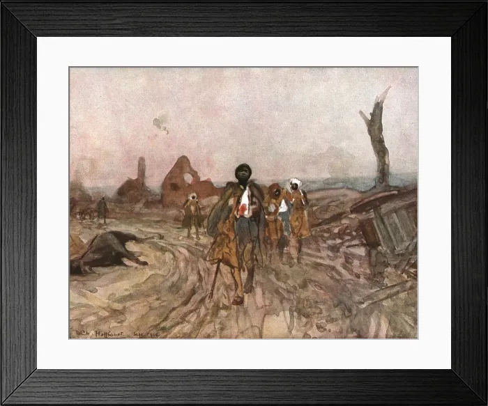 Framed Print : Six Mois Dans la Somme; Senegalais blesses, sur la route d'Assevillers (septembre 1916), 1916. Creator: Charles Hoffbauer